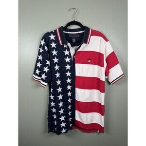 Vtg 90s Ivy Crew American Flag‎ USA Stars Stripes Patriotic 4th Of July Sz Large